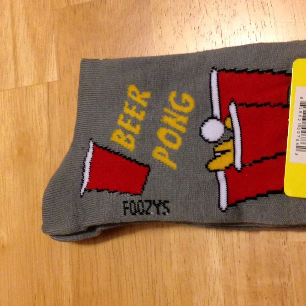 Men's Socks - New Foozy's Beer Pong Socks, Humorous